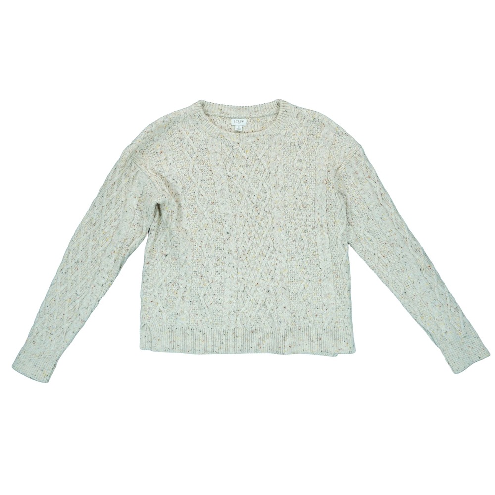 J. Crew Women's Fisherman Sweater Heavyweight Cable Knit Crewneck Medium